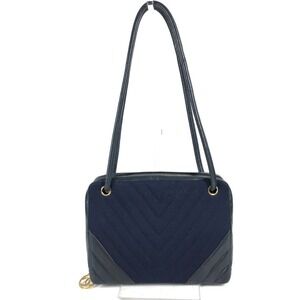 CHANEL Blue Leather Shoulder Bag